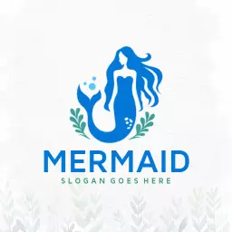 Elegant Blue Mermaid Design Emphasizing Marine Beauty Logo Template