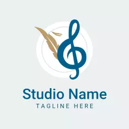 Elegant Blue Music Clef Design for Creative Studio Logo Template