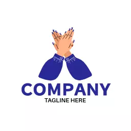 Elegant Blue Nail Art with Beautifully Styled Hands Logo Template