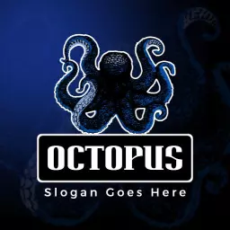 Elegant Blue Octopus Design for Marine Life Exploration Logo Template