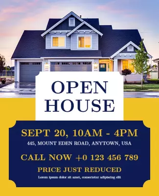 Elegant Blue Open House Real Estate Event Poster Template
