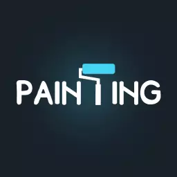Elegant Blue Paint Roller Design Showcasing Painting Services Logo Template