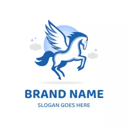 Elegant Blue Pegasus Symbolizing Strength and Freedom Logo Template