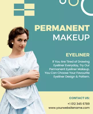 Elegant Blue Permanent Eyeliner Makeup Service Poster Template