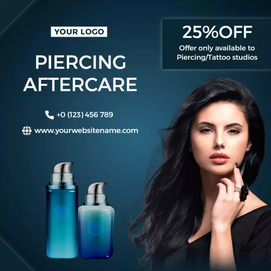 Elegant Blue Piercing Aftercare Promotion for Health Ad Template