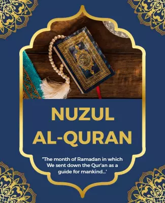 Elegant Blue Ramadan Nuzul Al-Quran Celebration Poster Template