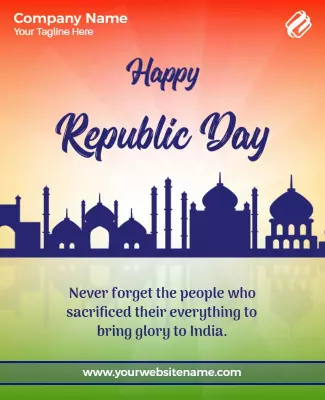 Elegant Blue Republic Day Celebration Poster Template