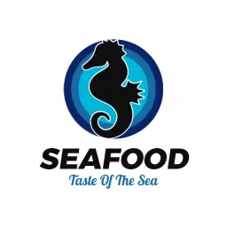 Elegant Blue Seahorse Design Capturing Seafood Essence Logo Template