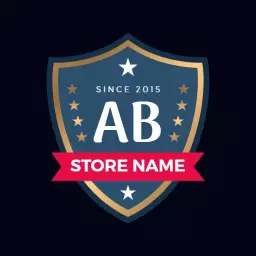 Elegant Blue Shield Design Featuring Store Name Logo Template