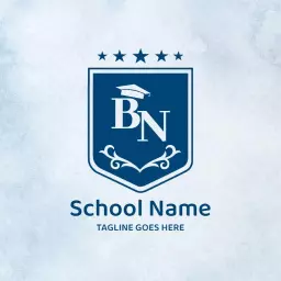 Elegant Blue Shield Design Representing School Identity Logo Template