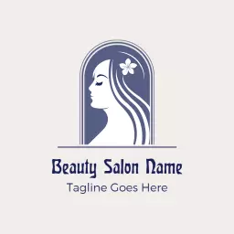 Elegant Blue Silhouette Design for Beauty Salon Logo Template