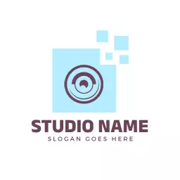 Elegant Blue Square Design for Photography Studio Logo Template