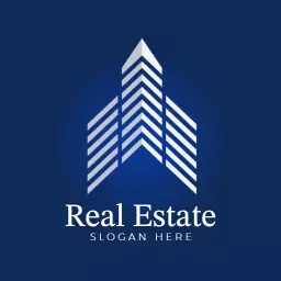 Elegant Blue Striped Building Design in Real Estate Logo Template