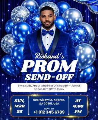 Elegant Blue Themed Prom Send-Off Flyer Template