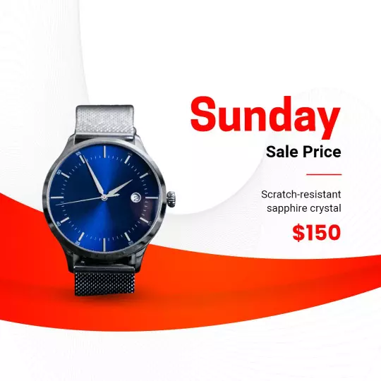 Elegant Blue Watch Promotion with Sale Price Offer Ad Template