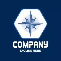 Elegant Blue Watercolor Compass Design for Navigation Logo Template