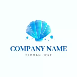 Elegant Blue Watercolor Shell Illustrating Coastal Beauty Logo Template