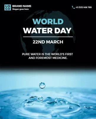 Elegant Blue World Water Day Awareness Poster Template