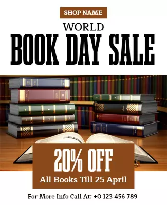 Elegant Bookstore Sale with Discount Promotion Poster Template