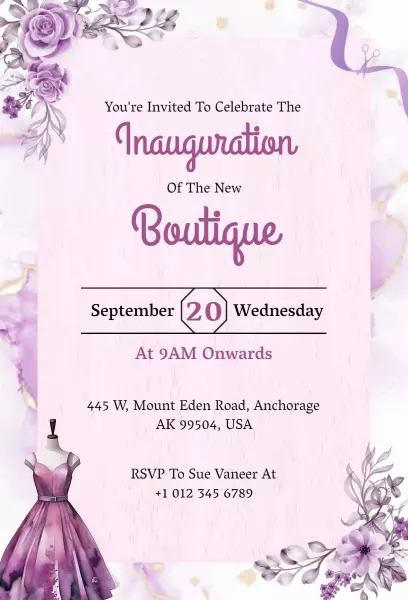 Elegant Boutique Grand Opening Inauguration Invitation Template
