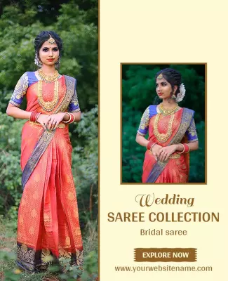 Elegant Bridal Saree Collection for Wedding Poster Template