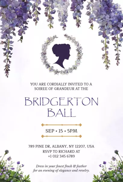 Elegant Bridgeton Ball Soiree Extravagance Invitation Template