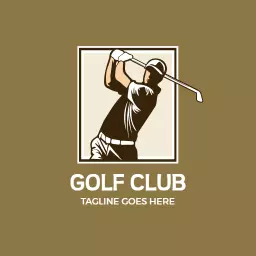 Elegant Brown and Beige Golf Player Swinging Club Logo Template