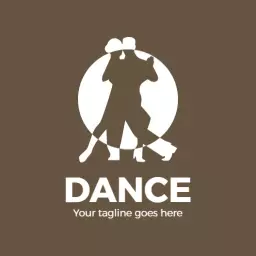Elegant Brown and Cream Dance Movement Silhouette Logo Template
