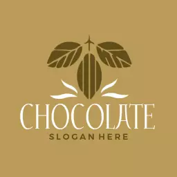 Elegant Brown and Gold Chocolate Design with Leaves Logo Template