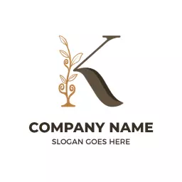 Elegant Brown and Gold K Letter Design Logo Template