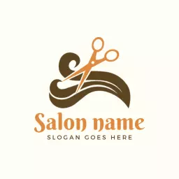 Elegant Brown and Orange Hair Design for a Salon Logo Template