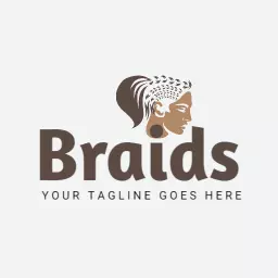 Elegant Brown and Tan Braids With Woman's Silhouette Logo Template