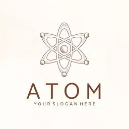 Elegant Brown Atom Design Representing Science and Technology Logo Template