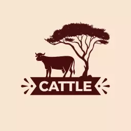 Elegant Brown Cattle Under a Tree Design Logo Template