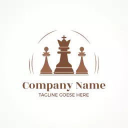Elegant Brown Chess Pieces Representing Strategy and Intelligence Logo Template