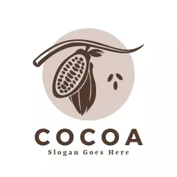 Elegant Brown Cocoa Pod Design for Gourmet Chocolate Logo Template