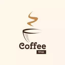 Elegant Brown Coffee Cup with Steam Design for Coffee Logo Template