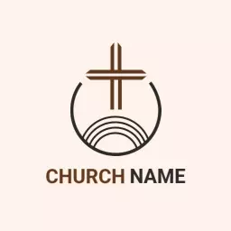Elegant Brown Cross Over Circular Design for Church Logo Template