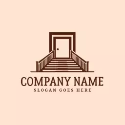 Elegant Brown Deck Design Featuring Stylish Stairs Logo Template