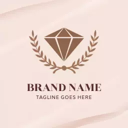 Elegant Brown Diamond with Laural Elements Logo Template