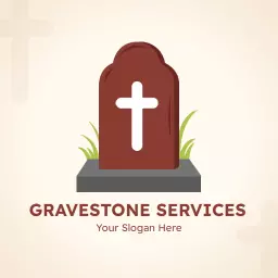 Elegant Brown Gravestone with Cross for Memorial Services Logo Template