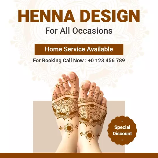 Elegant Brown Henna Design for All Occasions Promotion Ad Template