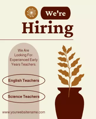Elegant Brown Hiring Announcement for Teachers Poster Template