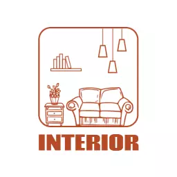 Elegant Brown Interior Design Featuring Cozy Furniture Sketch Logo Template