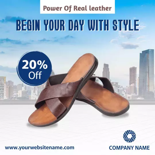 Elegant Brown Leather Sandals with Discount Offer Ad Template