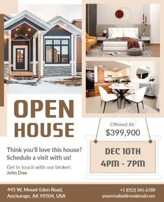 Elegant Brown Open House Flyer Template