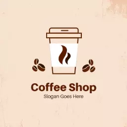 Elegant Brown Paper Cup Design Representing Coffee Shop Logo Template