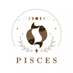 Elegant Brown Pisces Design with Celestial Elements Logo Template