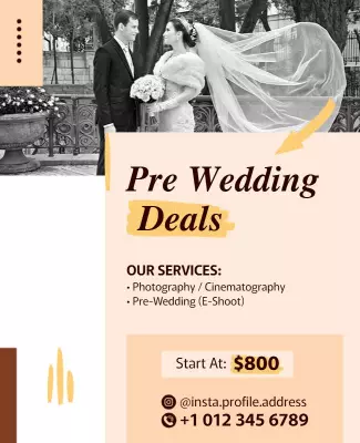 Elegant Brown Pre Wedding Photography Deal Poster Template