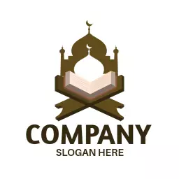 Elegant Brown Quran with Minaret Design Representing Faith Logo Template